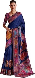WOMEN'S Kashmiri Cotton Patola Saree for Women | Cotton Saree | Sarees with Unstitched Blouse