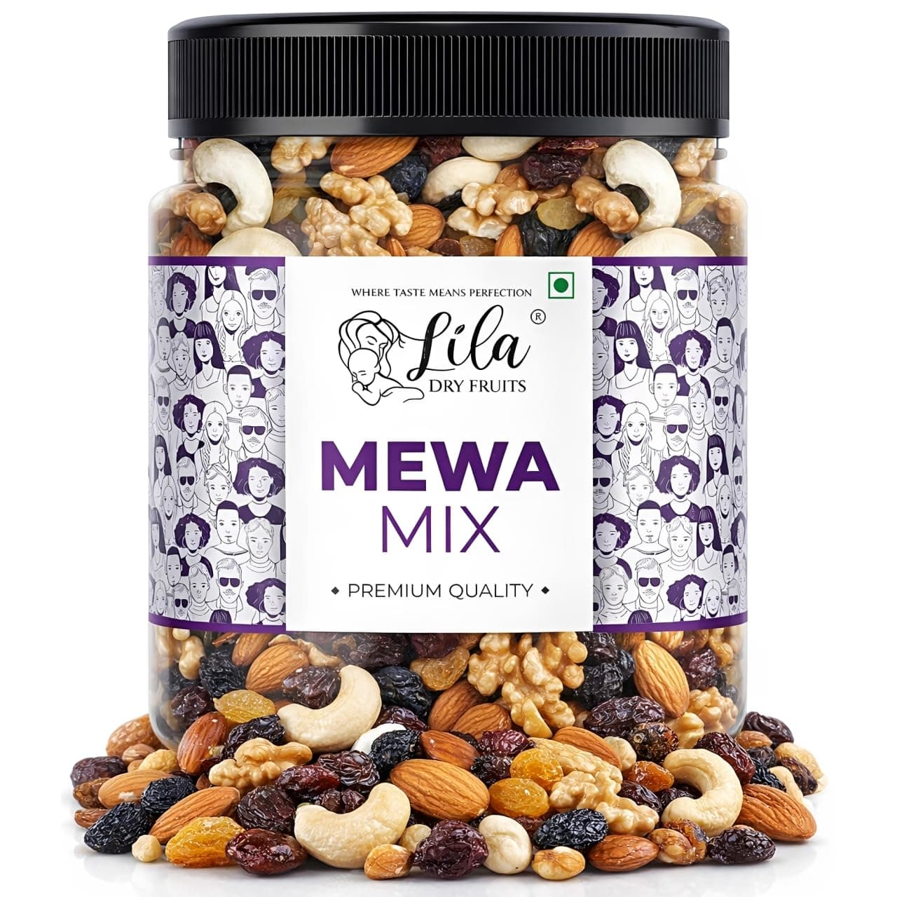 LILA DRY FRUITS MEWA MIX Mixed Dry Fruits Pack - 1kg (500g x 2 | Healthier Snacks with Almonds, Cashews, Walnuts, Golden Raisins, Black Raisin & Cranberries | Nuts Dried Fruits Mix Perfect For Gifting