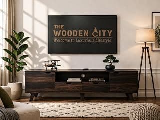 THE WOODEN CITY Solid Sheesham Wood TV & Entertainment Unit for Living Room & Hotel Room and Office Furniture (Wood Finish 3)