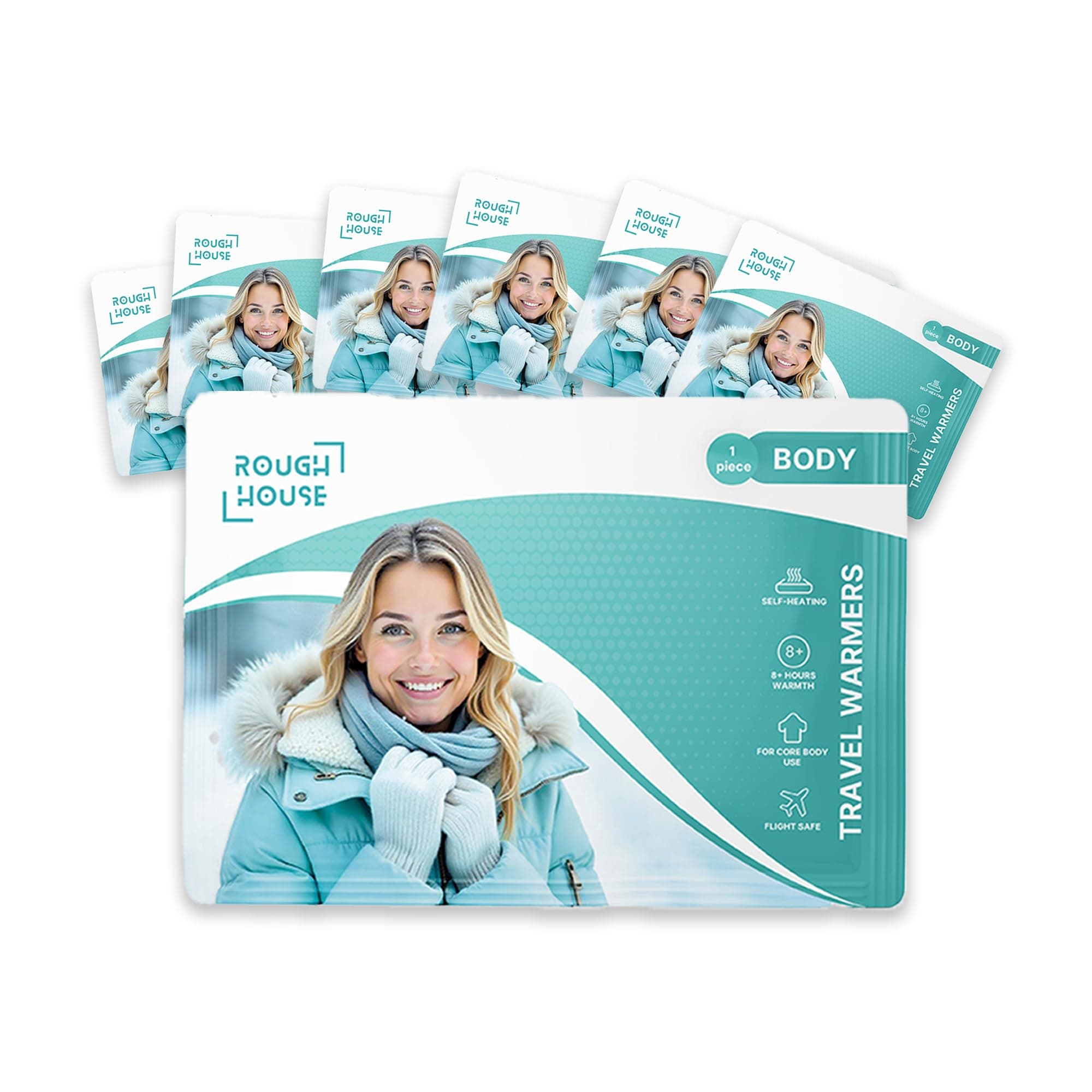 Roughhouse Body Warmers Pack of 7 | 8+ Hour Air-Activated Heat Packs | Pocket-Sized Warmth for Trekkers, Camping & Winter Travel | Reliable Powder Formula | No Goo, Safe & Natural