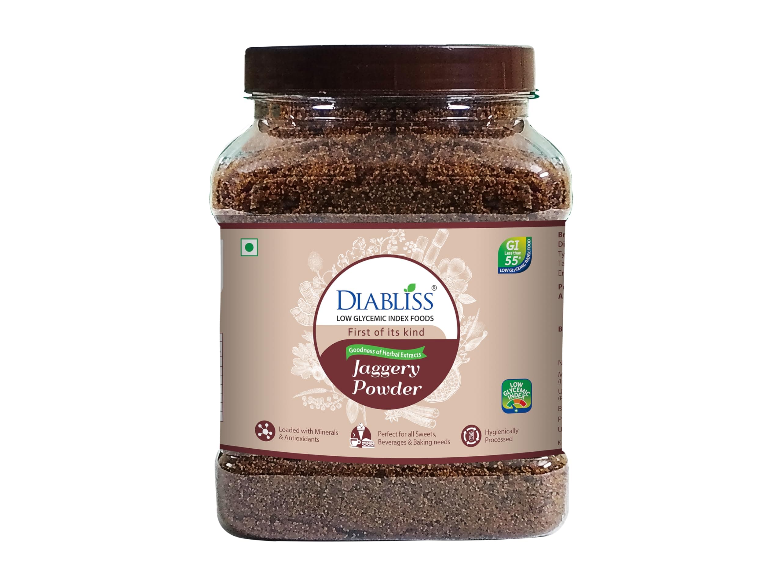 Diabliss Herbal Jaggery Powder – 1.25kg Jar | Unrefined Sweetener for Balanced Lifestyle | Traditional Taste with Modern Safety