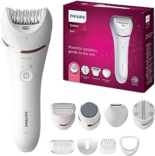 PHILIPS Beauty Epilator Series 8000 5 in 1 Shaver for Women, Trimmer, Pedicure & Body Exfoliator + 9 Accessories, BRE740/14