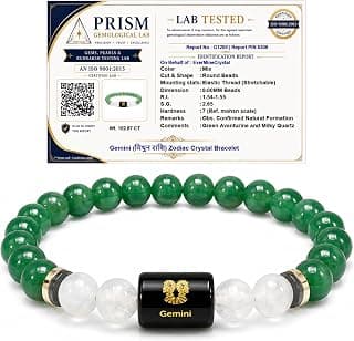 Zodiac Crystal Bracelet for Men & Women | Aries (Mesh), Taurus (Vrishabh), Gemini (Mithun), Cancer (Karka), Leo (Simha), Virgo (Kanya), Libra (Tula), Scorpio (Vrishchik), Sagittarius (Dhanu), Capricorn (Makar), Aquarius (Kumbh), Pisces (Meen) | Natural Healing Crystal Astrology Bracelet for Positivity, Protection & Balance