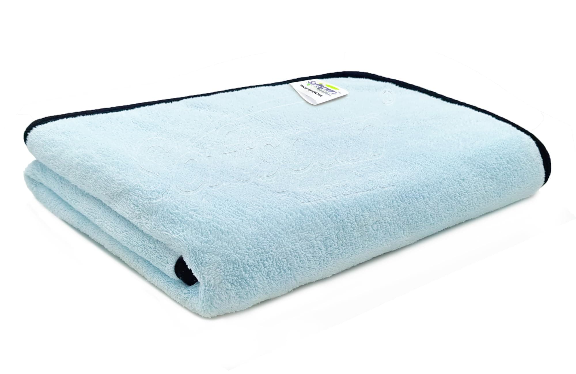 SOFTSPUN Microfiber Bath Towel 1Pc 280 GSM 60X120 Light Sky Blue! Ultra Absorbent Super Soft & Lightweight Quick Drying for Men & Women Daily Use Large Size Unisex.