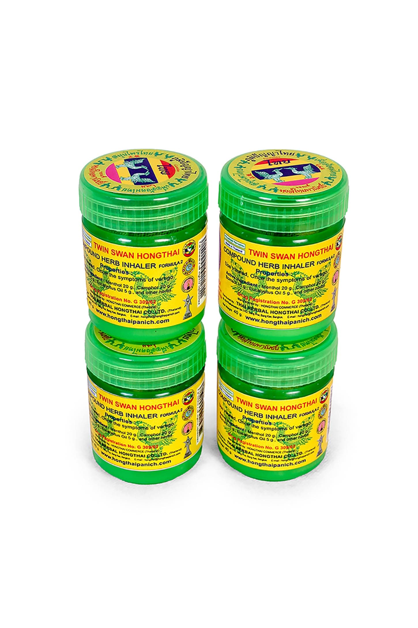 TWIN SWAN HONGTHAI™ Hong Thai Thailand Herb Inhaler Traditional Thai Herbal Inhalant (Pack of 4)