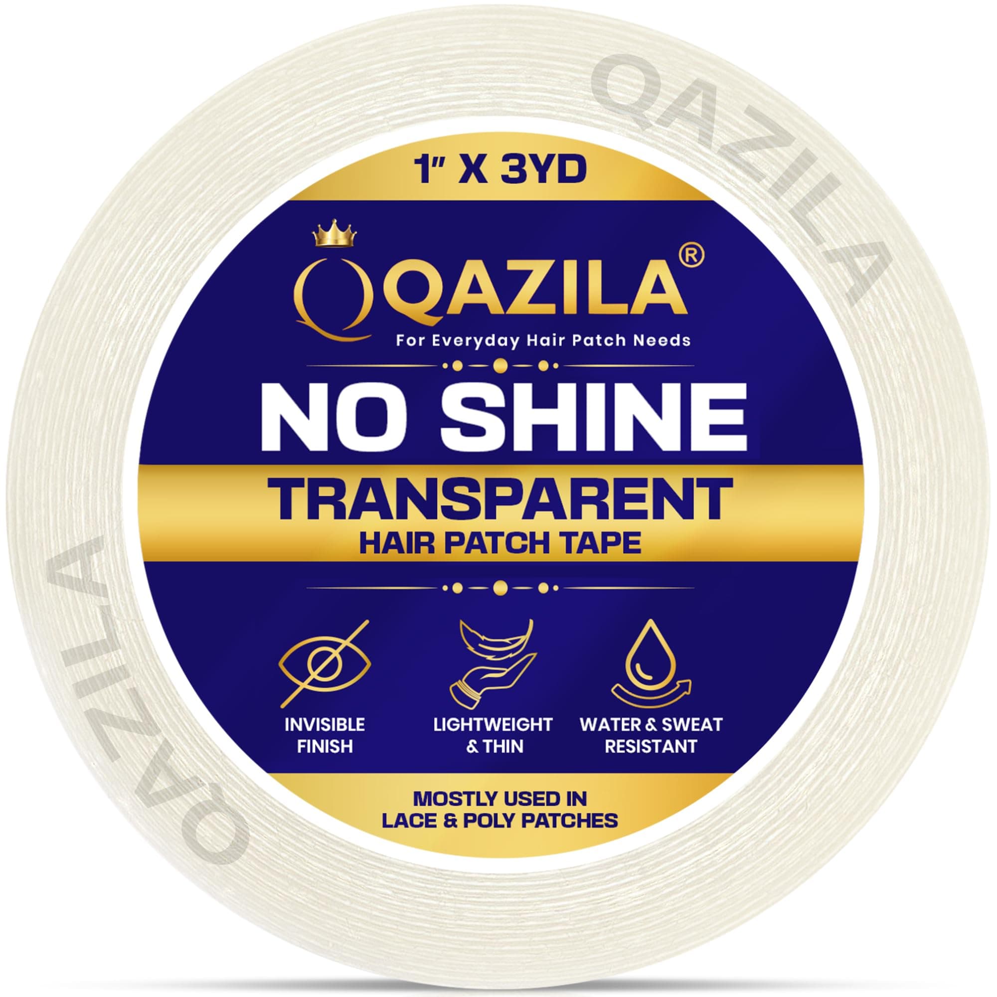 Qazila No Shine Tape for Hair Patch| Invisible Finish for Undetectable Hairline| Very Stretchy & Comfortable| Strong Hold| Skin-Safe | Water & Sweat Resistant | 3 Yard Roll| White