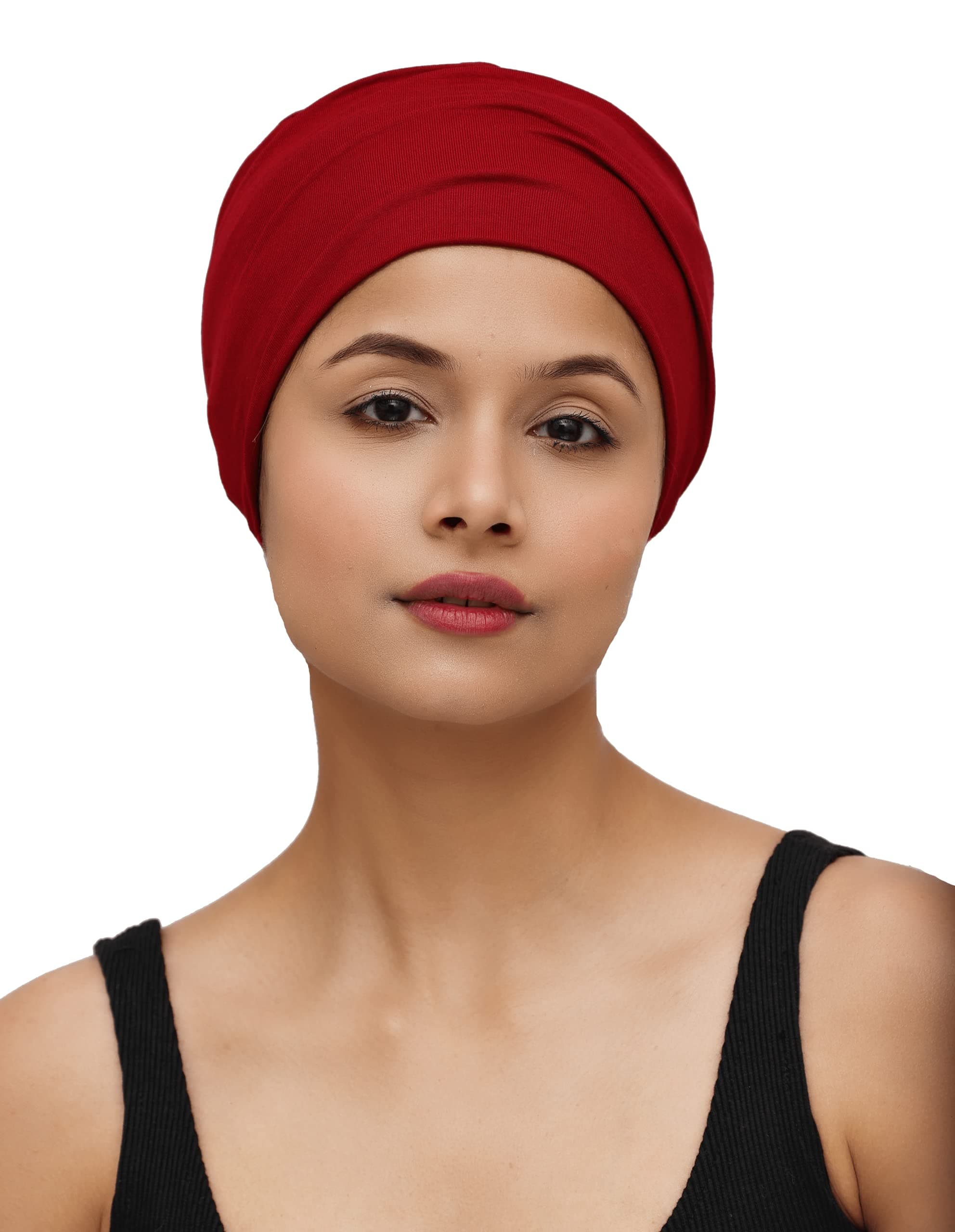 The Headscarves Women Silky Soft Bamboo Viscose Sleep Cap for Hair Loss Chemo Headwear Skull Cap Free Size (Multicolor) (HS3_Multicolor)
