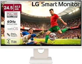 LG 25SR50F 62 cm (25 Inch) Full HD (1920x1080) IPS Smart Monitor, webOS, Wi-Fi, Bluetooth, Miracast, AirPlay2, 5W x2 Speakers, HP Out, HDMI x2, USB-A, Reader Mode, 3-Side Virtually Borderless (White)