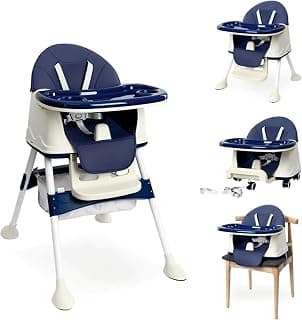 MEDITIVE 5 In 1 Baby High Chair Cum Booster Seat, Kids/Children Height Adjustable High Chair. 6 Months +, Blue