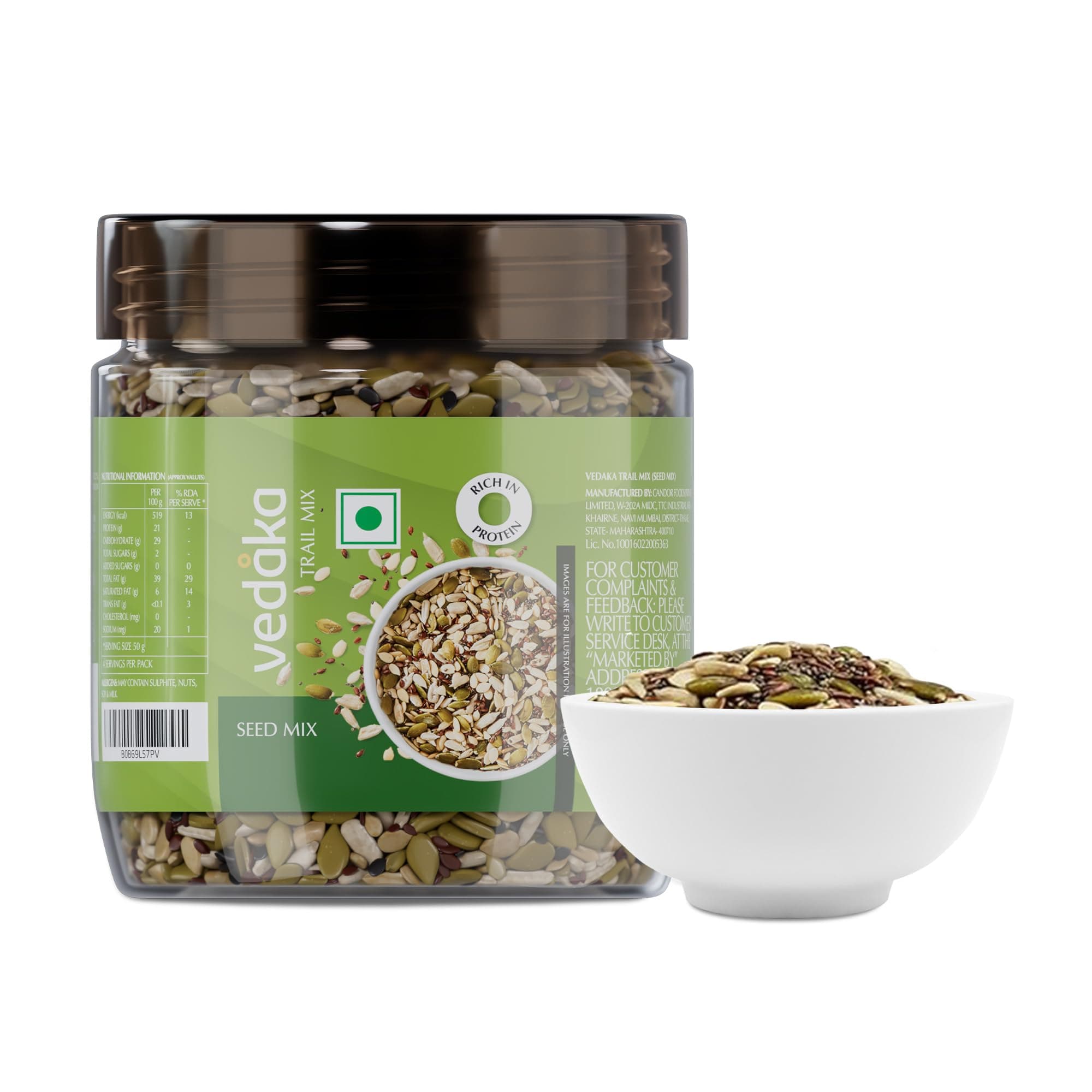 Amazon Brand - Vedaka Seed Mix | 200 g | Sunflower, Watermelon, Pumpkin, Chia and Flax Seeds | Healthy Snacking