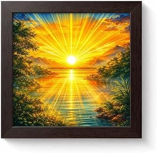 PAPER PAJAMA Rising Sun Vastu Golden Sunrise Radiance Nature Harmony Spiritual Scenic Framed Poster Artwork Decor Painting