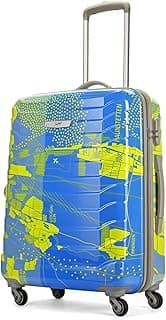 Skybags Trooper Medium Size Abs Hard Luggage (65 Cm)|Printed Luggage Trolley with 4 Spinner Wheels and Resetable Combination Lock|Unisex, Blue and Yellow