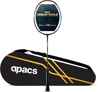 Apacs Ziggler Pro 6.2 (Unstrung) | 38 lbs Max Tension | 4U Head Heavy | Copper Carbon Tensile (CCT) Technology | Power Frame Series | Made in Vietnam Badminton Racket with Cover (Black-Red)