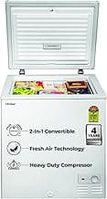 Haier HFC-145SM5, 5 Star Rating, Single Door Convertible Deep Freezer, Inside Metal Liner with Deo Fresh Technology, Compact Design & Removable Gasket (White 102L)