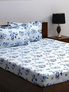 Bombay Dyeing Floral Print Bed Sheet Set, Super Queen Size