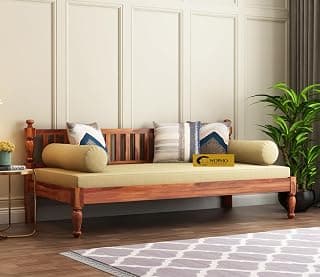 Solid Sheesham Wood Sofa 3 Seater Sofa Diwan Bed for Home Living Room Wooden Couch Diwan Sofa Settee for Living Room and Office | Rosewood Three 3 Seater Sofa (Honey, 3 Seater)