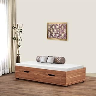 Home Centre Helios Lewis Single Bed |Engineered Wood Single Bed| (Brown) |1 Year Warranty