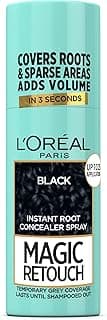 L'Oreal Paris Magic Retouch Instant Root Concealer Spray - Black, Volume-75 ml, For All Hair Types, Instant Grey Coverage, Water-proof, Transfer-proof & Quick-drying Formula