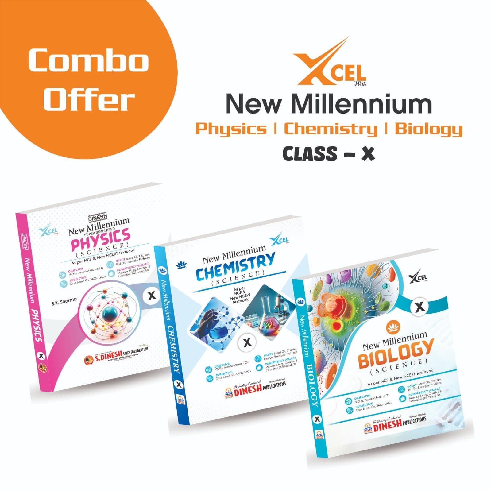 DINESH New Millennium Science Books Combo Set - Physics, Chemistry & Biology for Class 10 (2025-2026 Session) | Set of 3 Books | Complete CBSE Syllabus Coverage