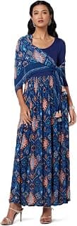 BIBA Women's Fit and Flare Ankle Length Rayon Viscose Solid Dress(Casual D2152)