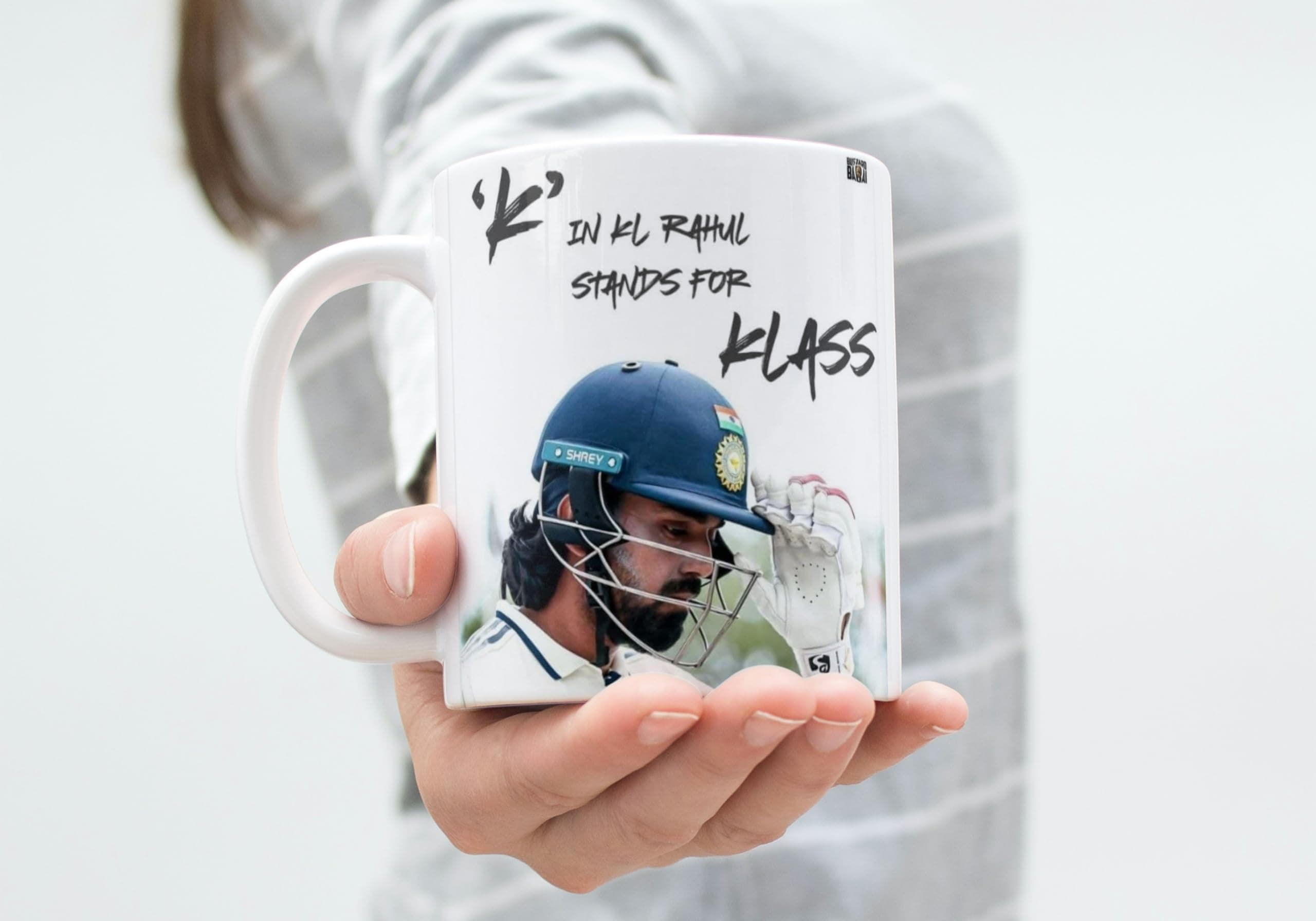 AYUSHGUARD Cricket Theme Ceramic Coffee Mug, MS Dhoni and Virat Kohli Fan Art Print (Sports Lover) (Kl rahul-1, Large)