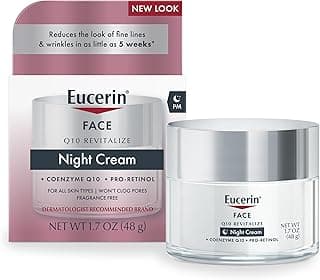 Eucerin Q10 Anti-Wrinkle Night Cream + Pro-Retinol, Facial Cream for Sensitive Skin, 1.7 Oz