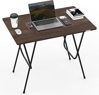 MY ARMOR Foldable Table for Home | 3x2 Ft Multipurpose Wooden Study Desk with Metal Frame | Portable Folding Computer Table for Laptop | Office Work, Dining & Study Use | Brown Oak Finish