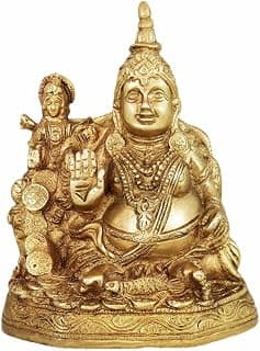 Astadhatu (8 Metals) Made Lakshmi Kuber Idol/Maha Lakshmi and Kuber Brass Idol/Laxmi Kuber Brass Idol for Good Luck, Success, and Prosperity (8)