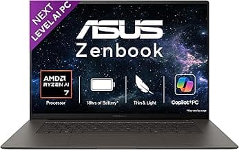 ASUS Zenbook S16,Smartchoice,AMD Ryzen AI 7 350, 24GB RAM, 1TB SSD,3K OLED, Touchscreen, 16", Windows 11,M365 Basic (1Yr)*,Office24,Zumaia Gray,1.5 Kg, UM5606KA-RJ109WS,Next-Gen AI Laptop,Copilot+