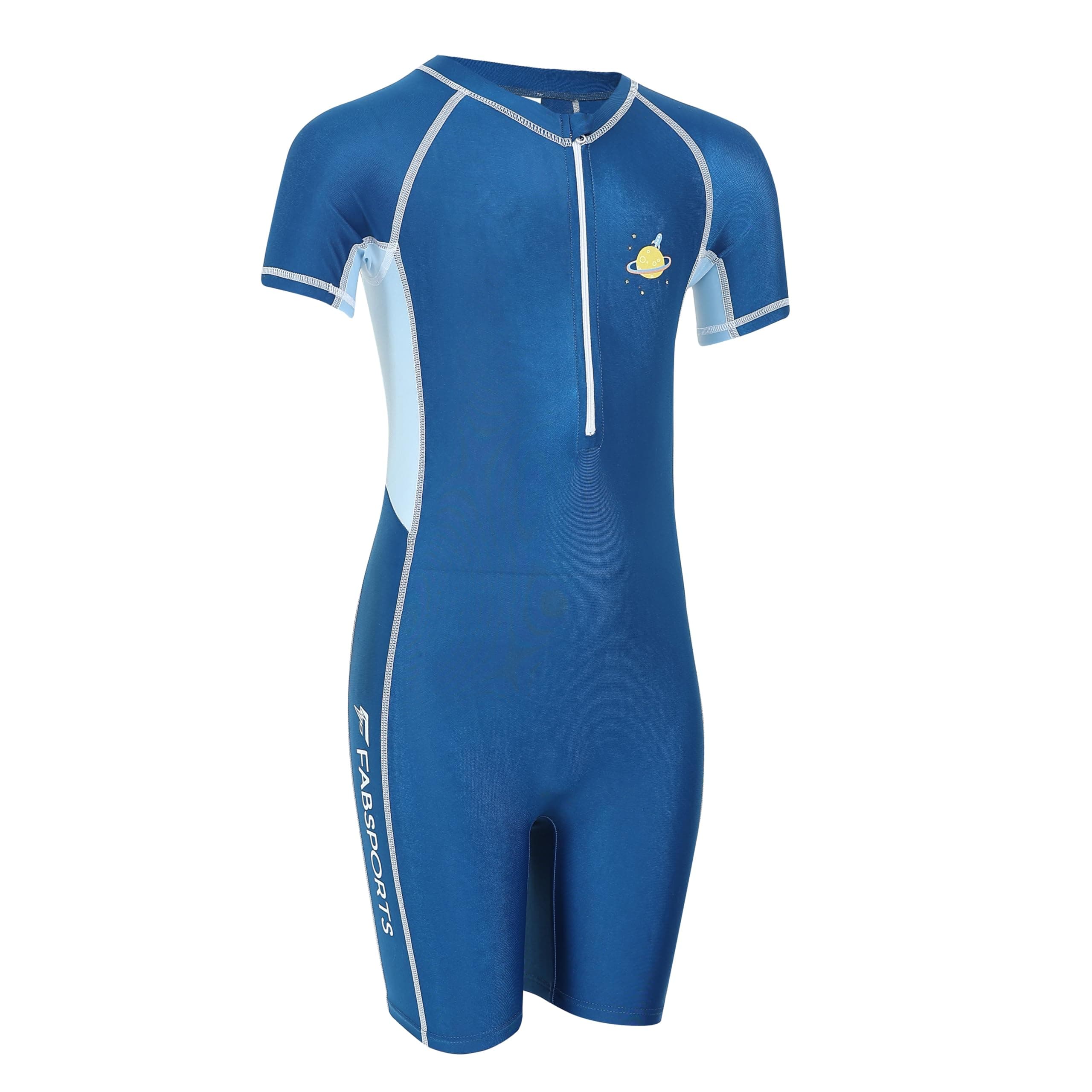 FABSPORTS Kids Swimsuit Set Printed One-Piece Swimwear for Boys & Girls, Half Sleeve Bathing Suit, Comfortable Swimming Costume for Children, 2-12 Years