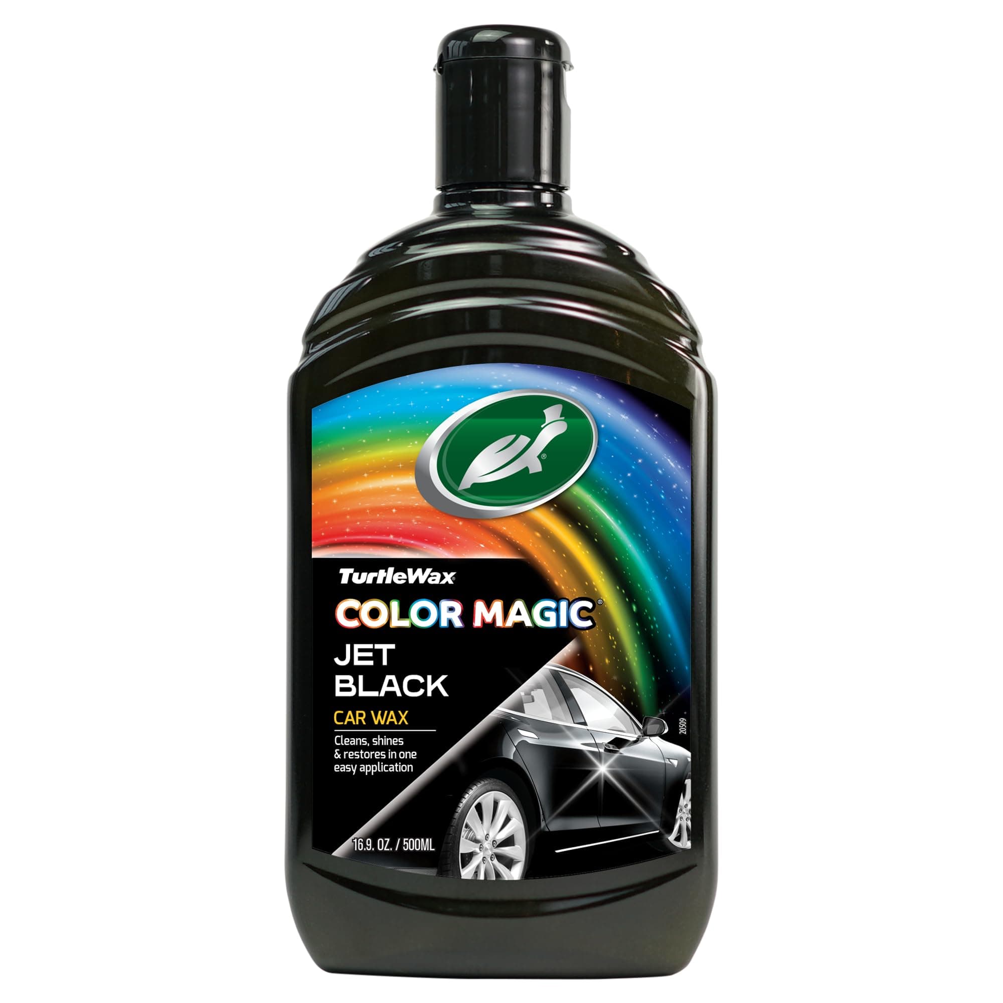Turtle Wax Color Magic, Colour Restoring CarPolish, Jet Black, Minor Car Scratch Remover, Enhances Car Paint Colour, Providing Showroom Shine and CarWax Protection, 500ml, Pack of 1
