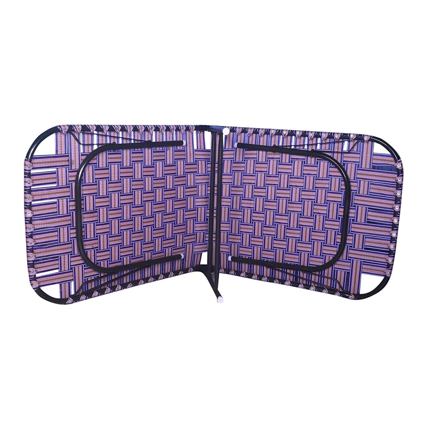 CANE CRAFTS Portable Metal Iron Folding Bed Iron Cot Portable Bed Cot Camp Guest Bed Folding Camp Niwar Folding Bed for Sleeping (Multi-Colour)