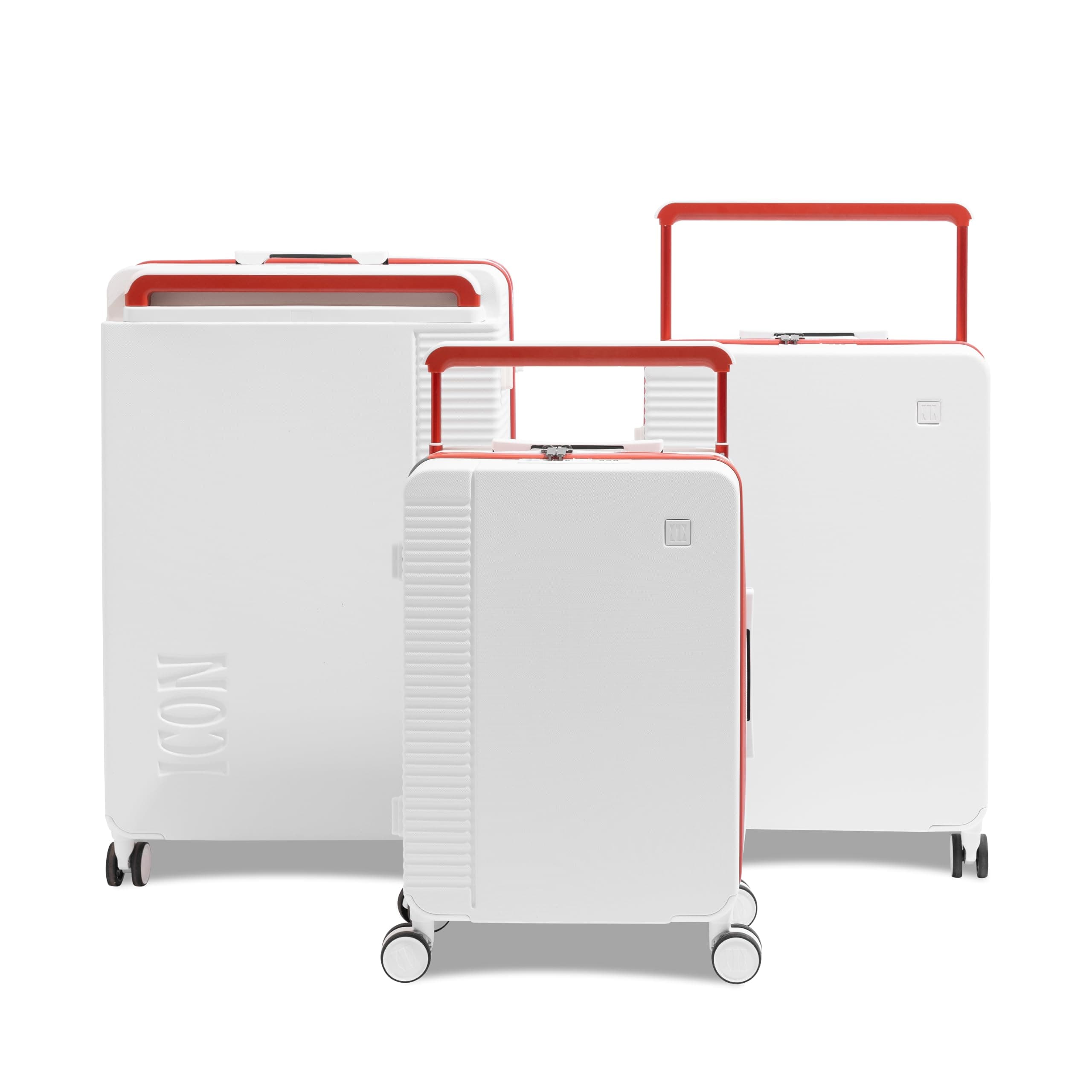ICON - Signature Polycarbonate (PC) Hard-Sided Suitcase Set of 3, 20, 24 & 28 Inches | Ultra Lightweight & Durable | 8 Spinner Wheels | TSA Lock | Organized Interior | Set of 3 | White