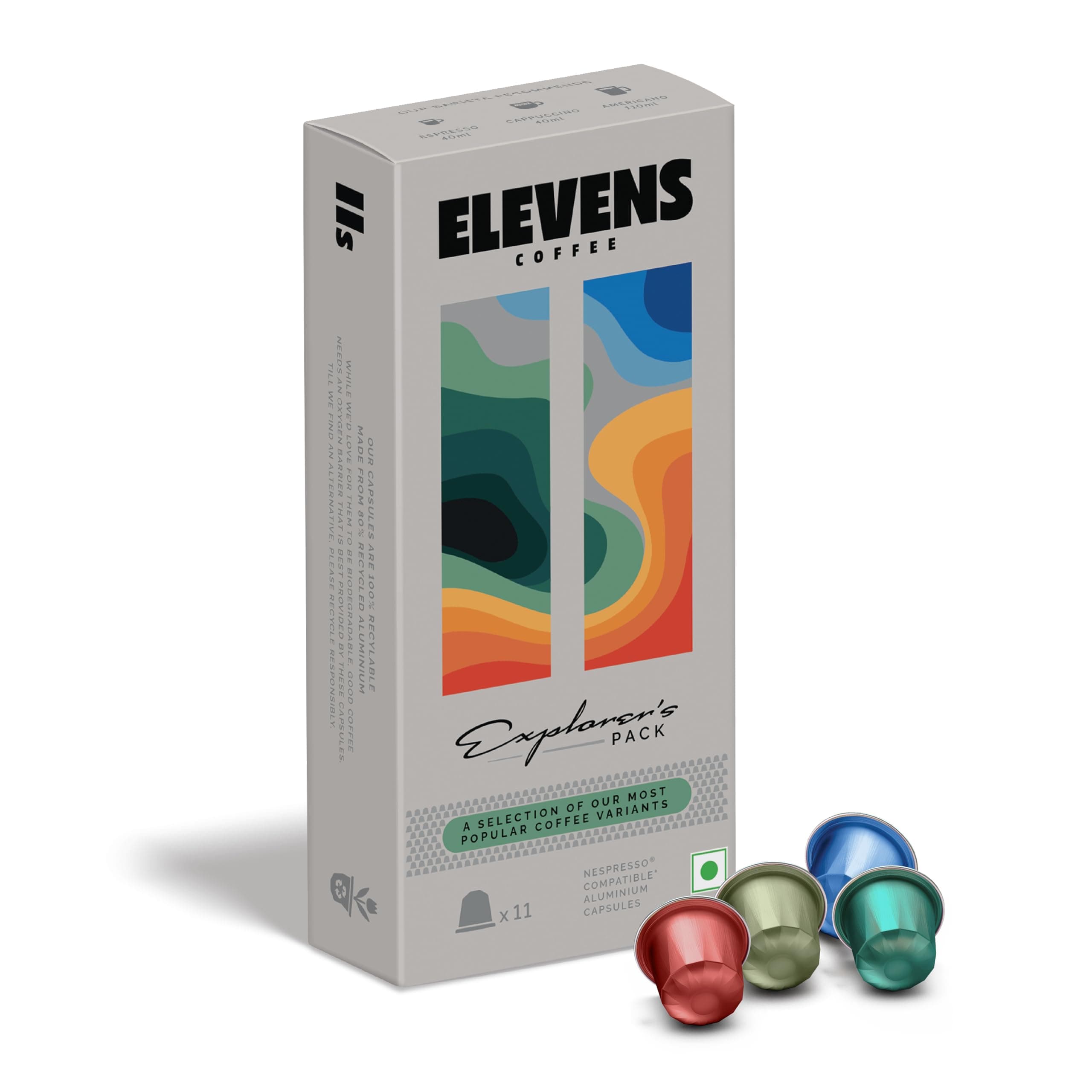ELEVENS COFFEE | Explorer’s Pack | Specialty & Single Origin Coffee Capsules | 100% Arabica & Robusta | Medium, Dark & Medium Dark Roast | Intensity 7, 8 & 10 | Compatible with Nespresso (Pack of 1)