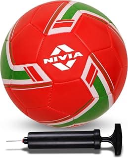 Nivia Spinner Machine Stitched Football Size -5 with Ball Pump 6" Combo (Portugal)