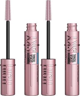 Maybelline New York Waterproof Mascara, Lengthening & Volumizing Mascara, With Bamboo Extract & Fibres, Lash Sensational Sky High, Very Black, 6ml (Pack of 2)