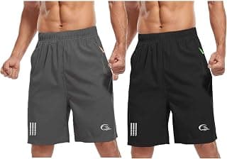 CBlue Men's Outdoor Quick Dry Lightweight Sports Shorts with 2 Zipper Pockets, Breathable Hiking Running Gym Workout Athletic Shorts