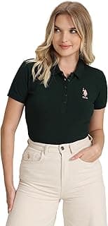U.S. POLO ASSN. Women's Solid Slim Polo Shirt (UWAW23TSH043_Green_XL)
