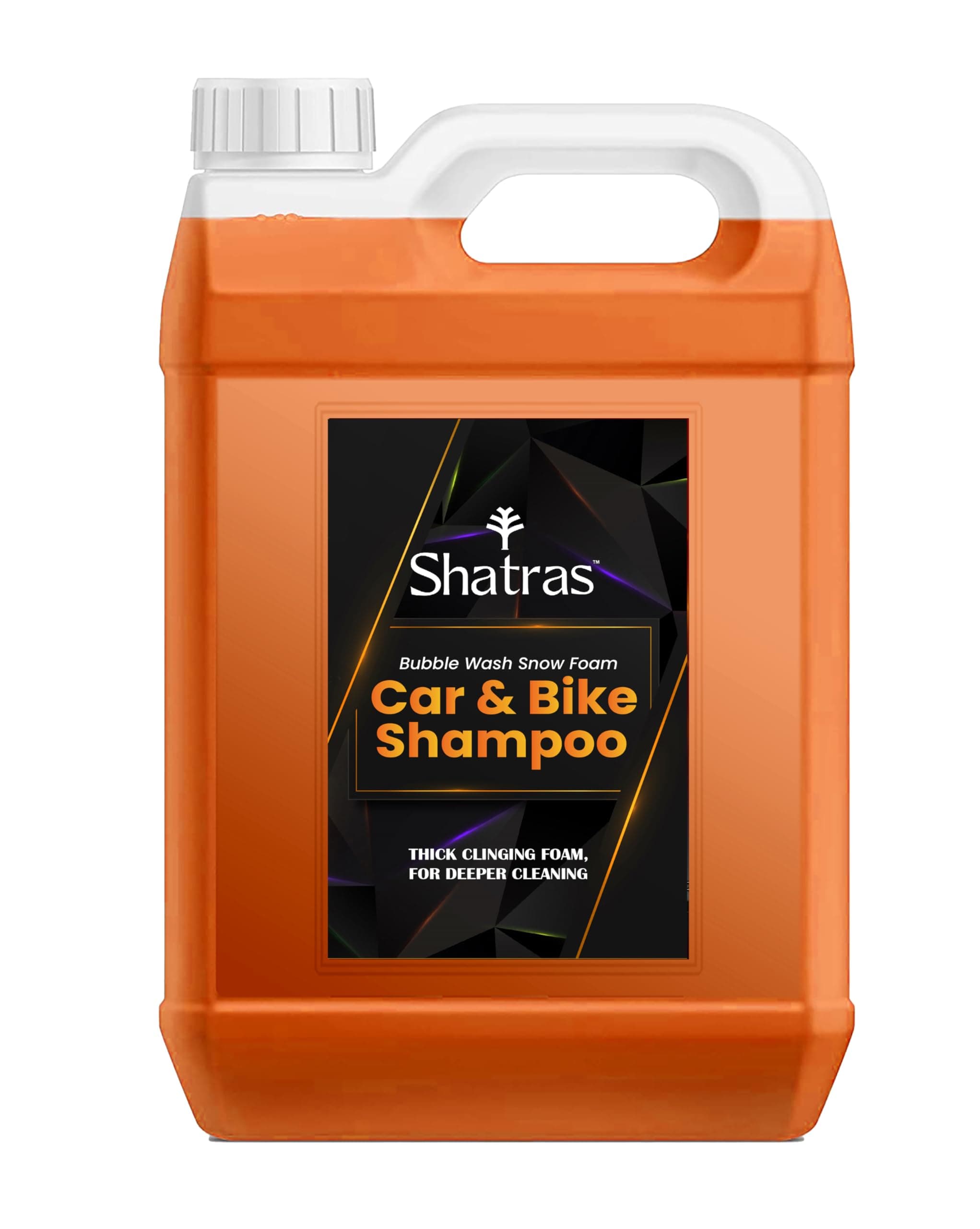 Shatras 5 Ltr Car Wash Shampoo Concentrate - pH Neutral, Thick Suds With Shine Enhancing Formula - Bubblewash Snow Car Foam Shampoo That Works With Both Bucket Wash And Foam Cannon