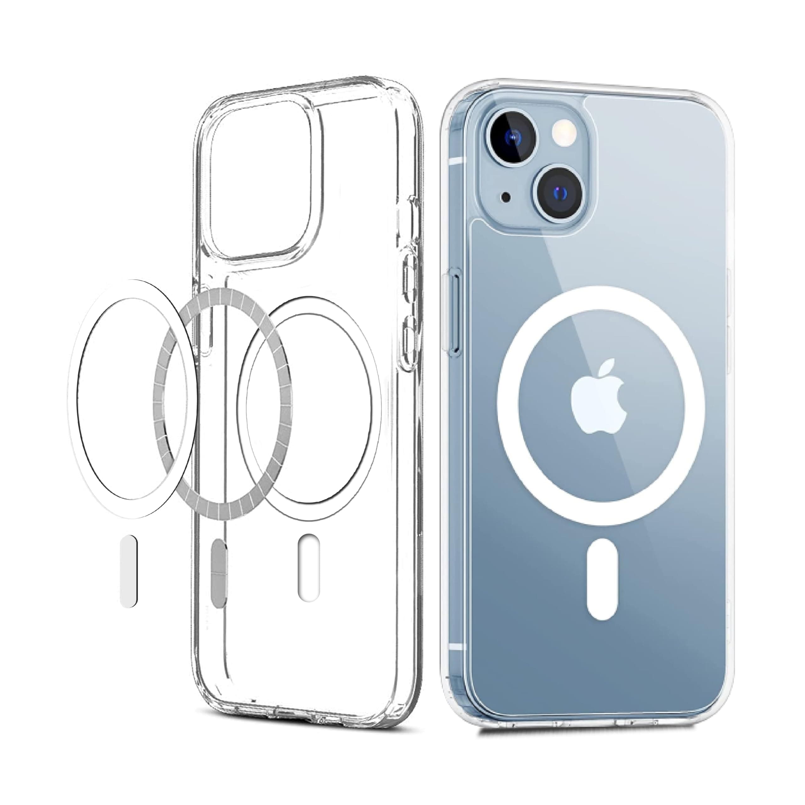 CEDO Cover for iPhone 13/14 | Mag-Safe Wireless Charging | Designed with Magnetic Lock Shockproof Phone Bumper Transparent Back Case Cover (Transparent)