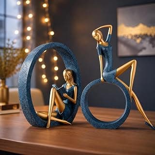 Xtore Stylish Resin Girl Sculptures for Home Decor (Pack of 2, Light Green)