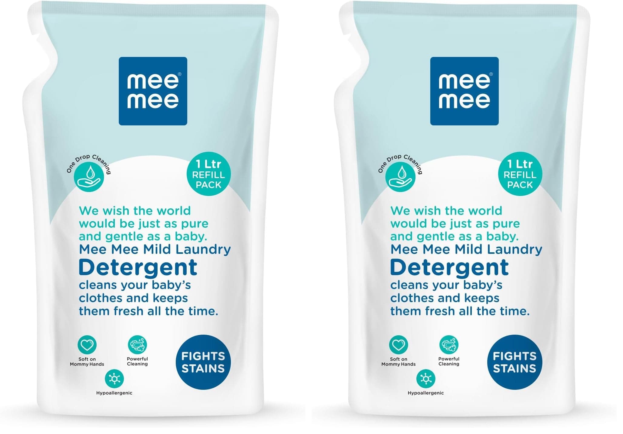 Mee Mee Baby Liquid Detergent 1.2 L | Ph Balanced, Free from Harsh Chemicals, Safe for Mother's Hands & Baby's Skin | Anti-Bacterial, Removes Stains & Odor with One Drop, Hypoallergenic (Pack of 2)