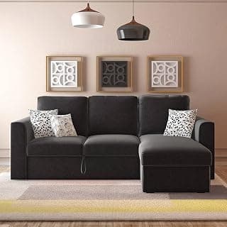 Urban Ladder Kowloon Sectional 3 Seater Pull Out Sofa Cum Bed in Pebble Grey Colour
