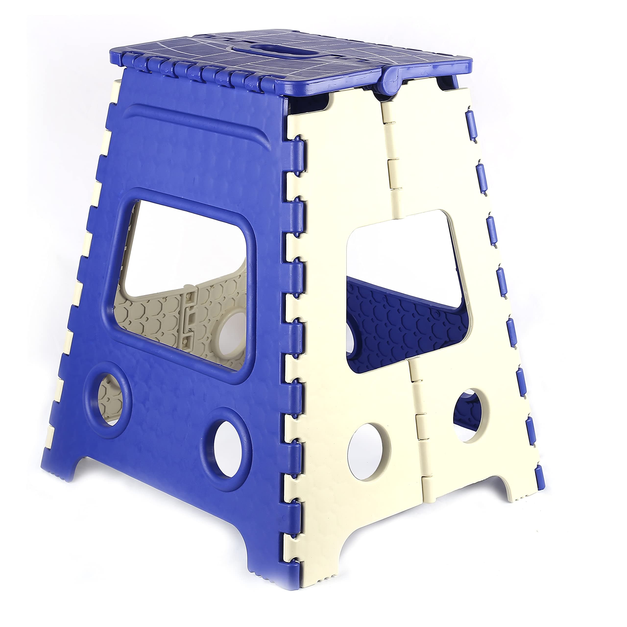 JUNIOR JOE Plastic Foldable Step Stool (18 Inch, Blue)