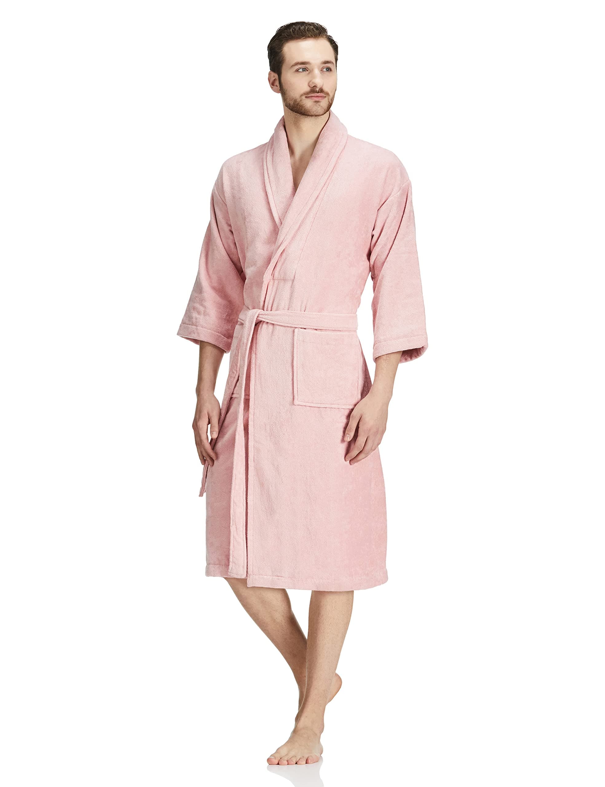 Amazon Brand - Solimo 100% Cotton Unisex Bathrobe, Blush Pink, Large, Set of 1