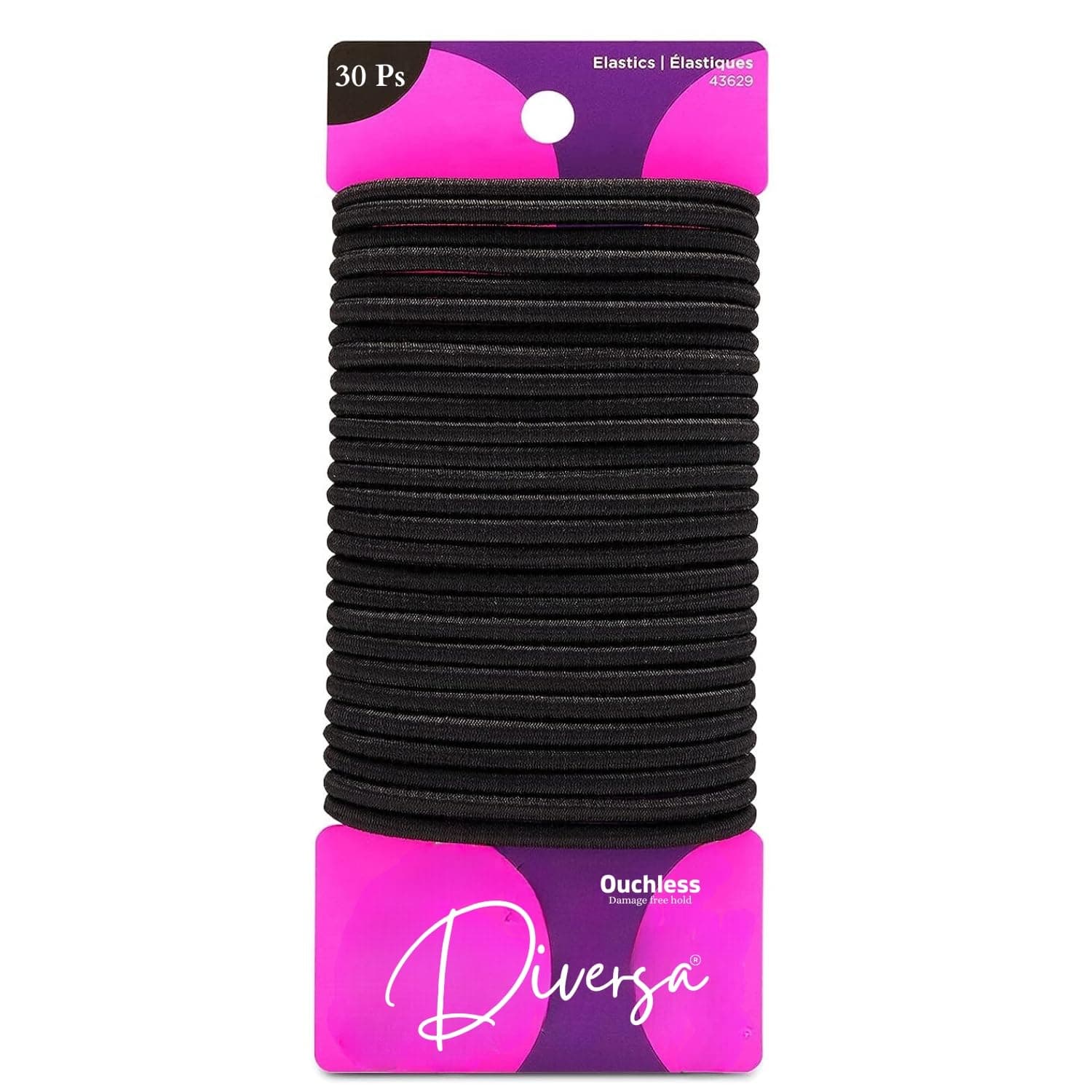 Diversa Slim Hair Rubber Bands Elastic Thin Women Hair Bands Girls Strechable Hair Ties Ponytail Holders (Black, Pack of 30 Pcs)
