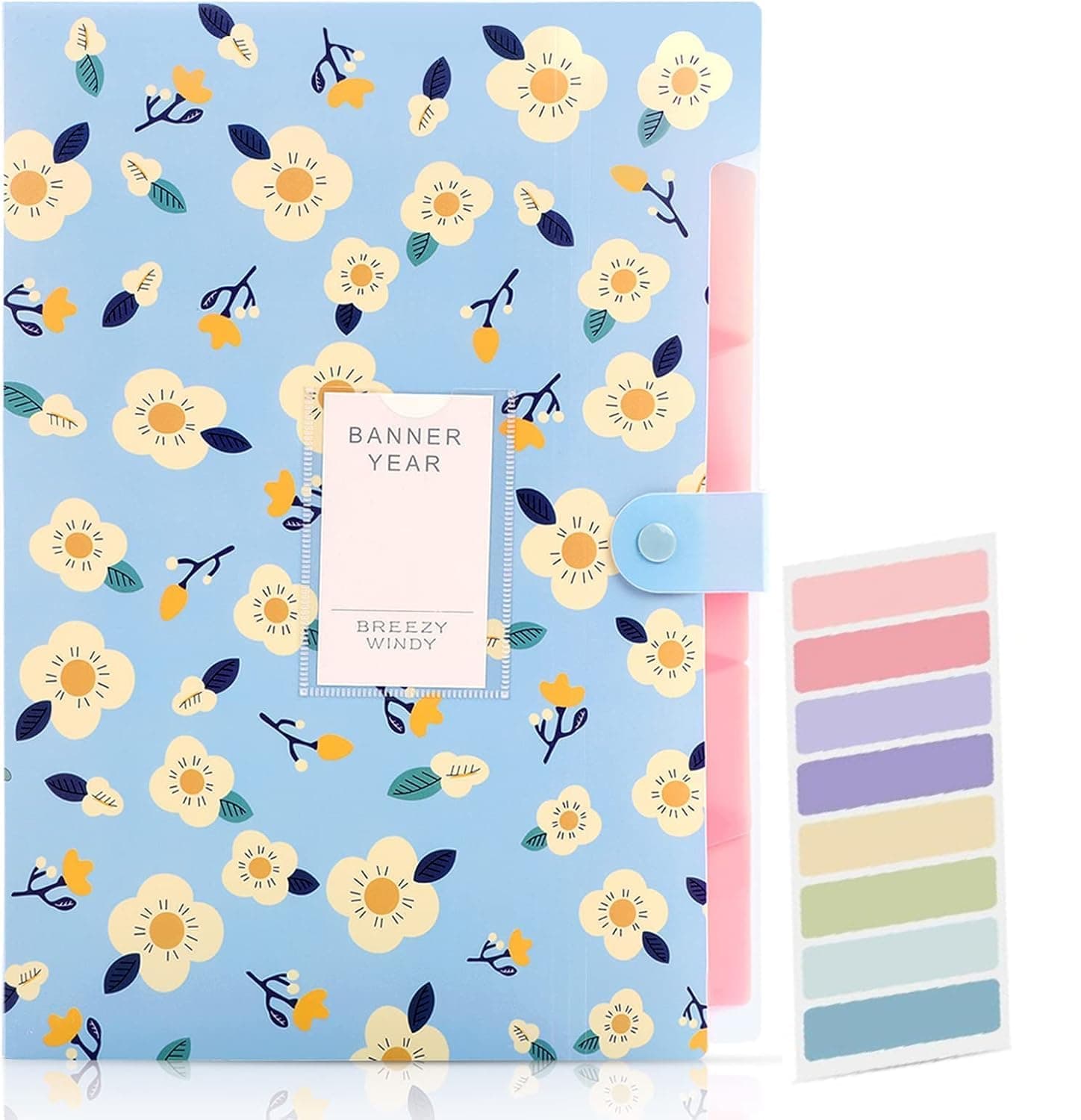 Corslet Expanding Floral File Folder Organizer with 6 Pockets, A4 Document Holder for Office & Home Use, Durable File Folder for Paper Storage