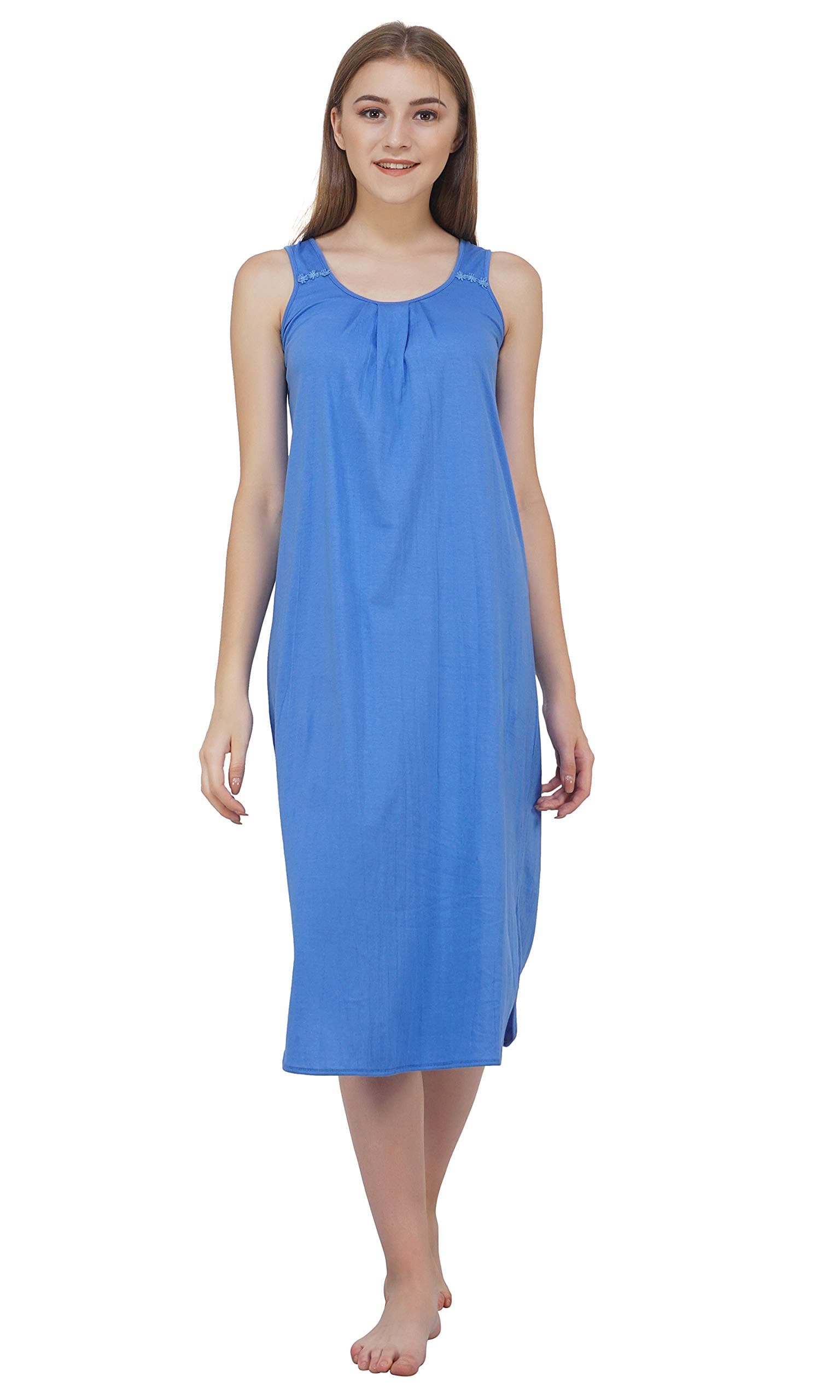 BLAZON Women's Cotton Hosiery Solid Maxi Dreams Nighty Slip