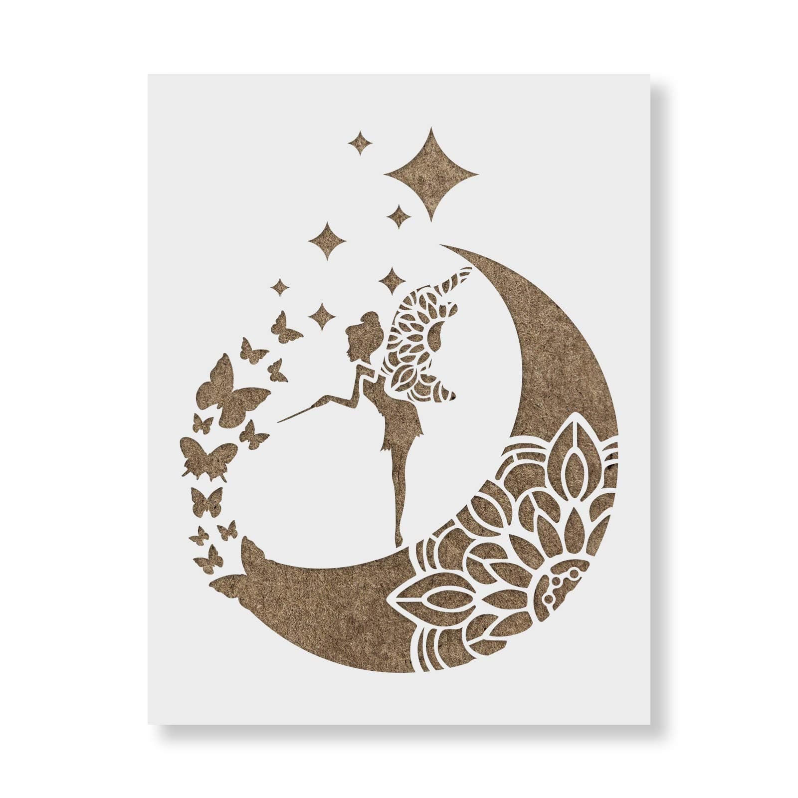 Mandala Fairy Moon Stencil - Reusable Stencils for Painting - Create DIY Mandala Fairy Moon Home Decor