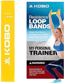 Kobo Resistance Loop Band 2" Wide for Latex Squats, HIPS and Glutes, Yoga, Crossfit, Stretching, Strength Training, Physical Therapy - Includes Workout Guide Booklet, Tension 10-15 LBS